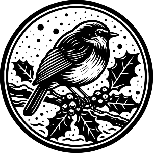 Robin With Holly Berries