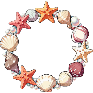 Starfish, Pearls and Seashell Wreath