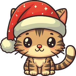 Baby Cat Wearing Santa Hat