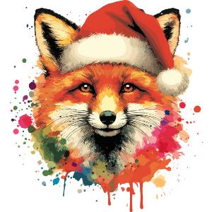 Fox Wearing A Santa Hat