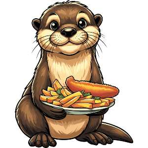 Cute Otter With Fish & Chips