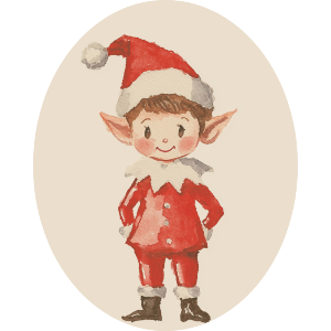 Cute Watercolor Christmas Elf