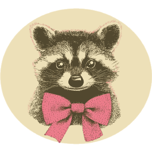 Cute Raccoon Wearing Ribbon