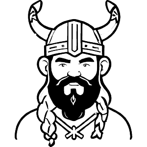 Viking Man In Horned Helmet