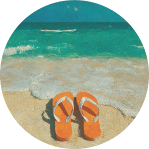 Orange Flip Flops on Beach