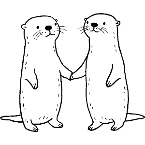 Otter Couple Holding Hands