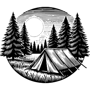 Forest Scene with Tent