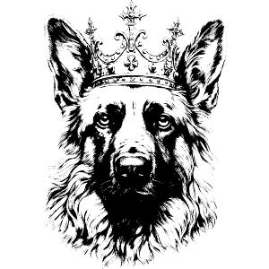 German Sheperd Wearing Crown