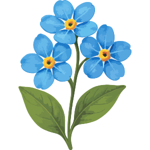 Three Forget Me Not Flowers