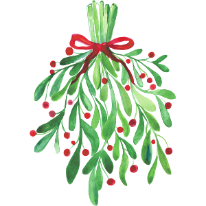 Mistletoe With Red Ribbon Christmas  