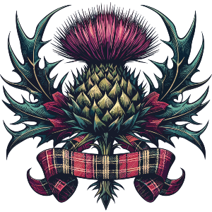 Scottish Thistle With Tartan Ribbon