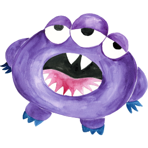 Purple Monster With Three Eyes