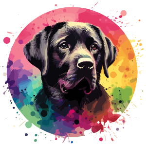 Colourful Black Labrador Dog Portrait