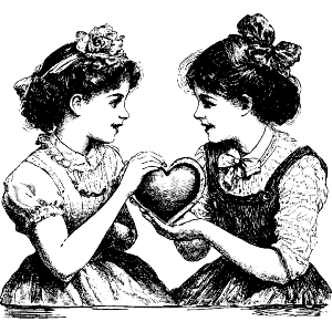 Girls Holding Heart