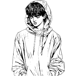 Teen Boy in Oversized Hoodie