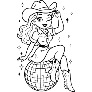 Cowgirl Disco Ball Pinup