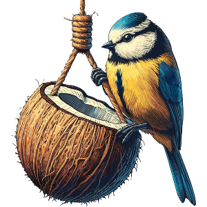 Blue Tit On Coconut Shell