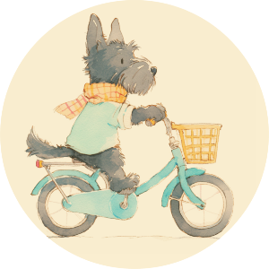 Scottish Terrier Riding Bicycle