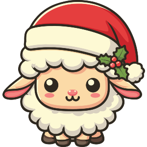Baby Sheep Wearing Santa Hat