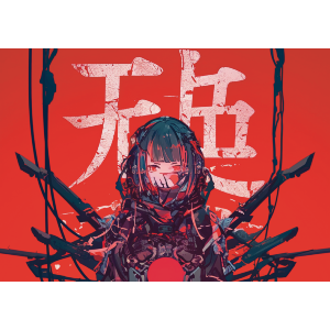 Japanese Cyberpunk Futuristic Girl Red