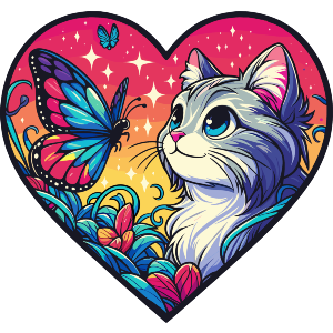 Anime Cat With Butterfly