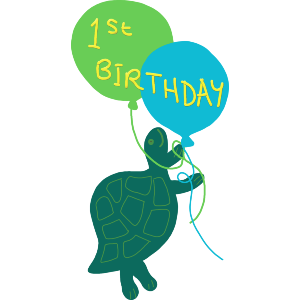 First Birthday Turtle With Balloons 