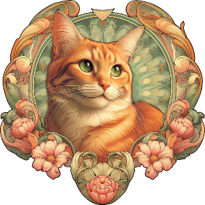 Orange Cat With Flowers