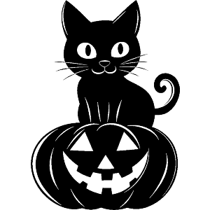 Cat on Halloween Pumpkin