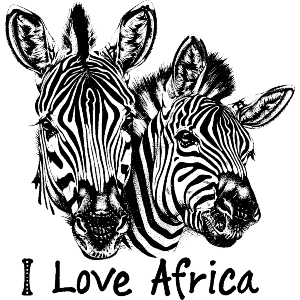 I Love Africa with Two Zebras