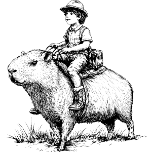 Boy Riding a Capybara