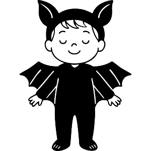 Child wearing bat costume