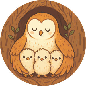 Mother Barn Owl & Chicks