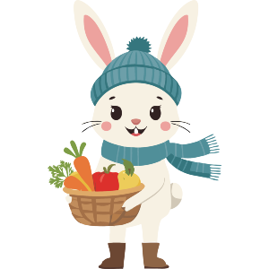 Cute Bunny Holding Basket With Vegetables