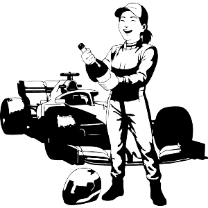 Woman Racer Celebrating Victory