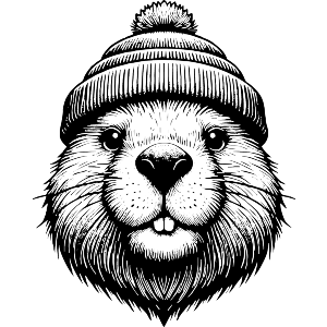 Beaver wearing Woolly Hat