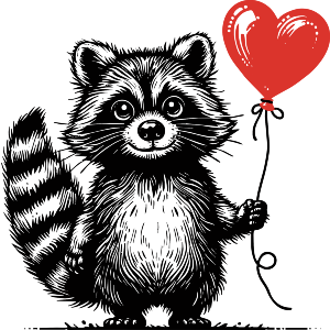 Raccoon Holding Balloon