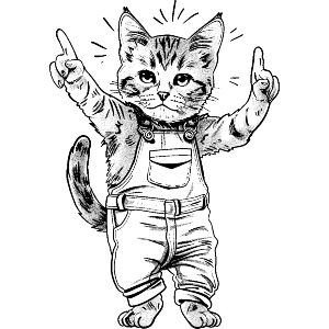  Cat Wearing Overalls