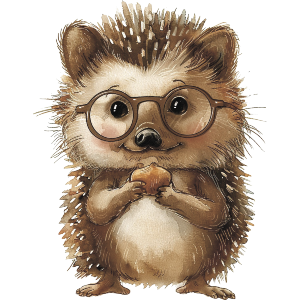 Cute Hedgehog Wearing Glasses