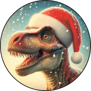 Happy T Rex Wearing Santa Hat