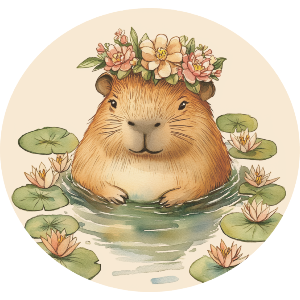 Cute Capybara with Floral Crown
