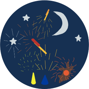 Fireworks Display On A Moonlit Night 