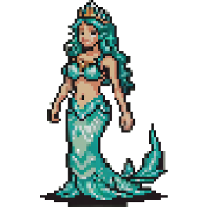Mermaid Wearing Crown Pixel Art