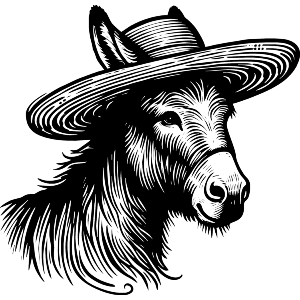 Donkey Wearing A Straw Hat