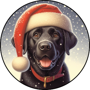 Black Labrador Wearing Santa Hat
