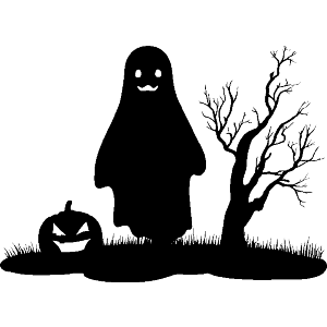Halloween Ghost & Pumpkin Silhouette