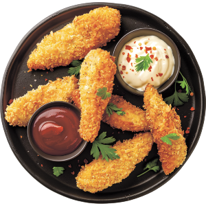 Chicken Fingers with Ketchup and Mayonnaise