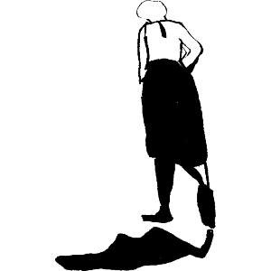 Woman walking with shadow