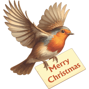 Merry Christmas Flying Robin