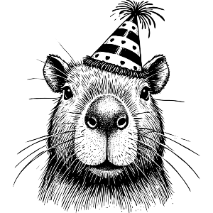 Capybara Wearing Party Hat