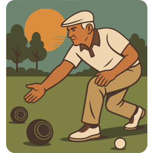 Man Playing Lawn Bowls